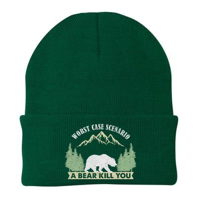 Go Outside Worst Case Scenario A Bear Kills You Camping Knit Cap Winter Beanie