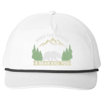 Go Outside Worst Case Scenario A Bear Kills You Camping Snapback Five-Panel Rope Hat