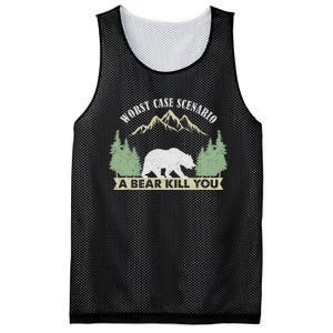 Go Outside Worst Case Scenario A Bear Kills You Camping Mesh Reversible Basketball Jersey Tank