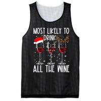 Glasses Of Wine Xmas Most Likely To Drink All The Wine Mesh Reversible Basketball Jersey Tank