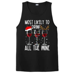 Glasses Of Wine Xmas Most Likely To Drink All The Wine PosiCharge Competitor Tank