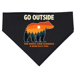 Go Outside Worst Case Scenario A Bear Kills You Camping USA-Made Doggie Bandana