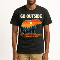 Go Outside Worst Case Scenario A Bear Kills You Camping Tall T-Shirt