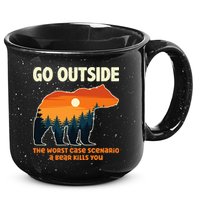 Go Outside Worst Case Scenario A Bear Kills You Camping 15oz Campfire Ceramic Mug