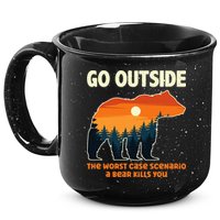 Go Outside Worst Case Scenario A Bear Kills You Camping 15oz Campfire Ceramic Mug