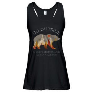 Go Outside Worst Case Scenario A Bear Kills You Camping Ladies Essential Flowy Tank