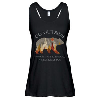 Go Outside Worst Case Scenario A Bear Kills You Camping Ladies Essential Flowy Tank