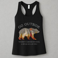 Go Outside Worst Case Scenario A Bear Kills You Camping Womens Tank Top