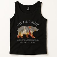 Go Outside Worst Case Scenario A Bear Kills You Camping Tank Top