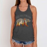 Go Outside Worst Case Scenario A Bear Kills You Camping Women's Knotted Racerback Tank