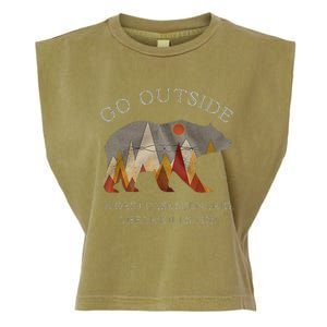 Go Outside Worst Case Scenario A Bear Kills You Camping Garment-Dyed Women's Muscle Tee