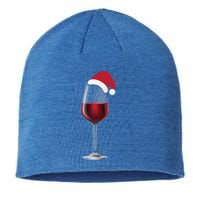 Glass Of Wine With Santa Christmas Hat Funny Ing Great Gift Sustainable Beanie