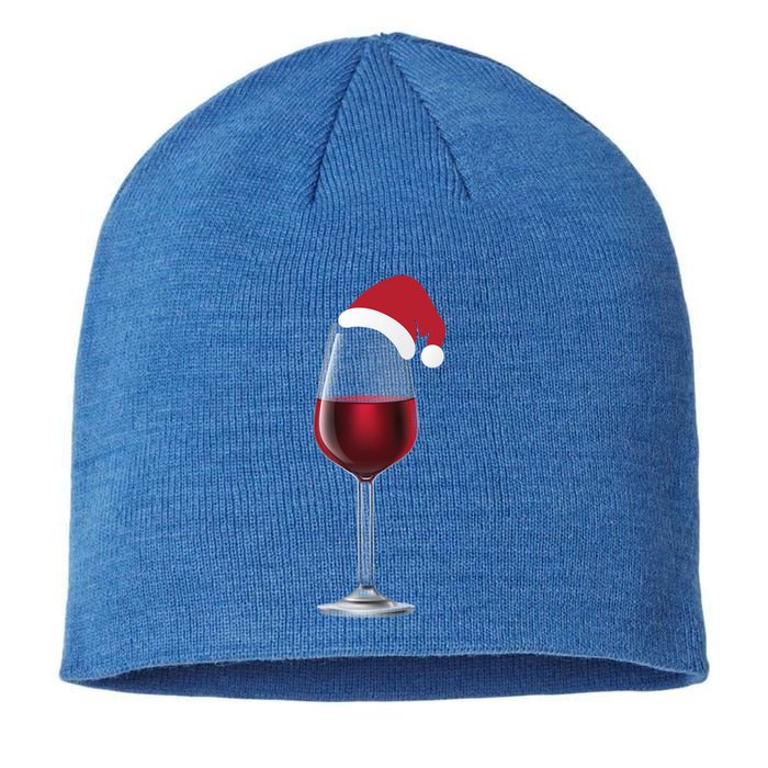 Glass Of Wine With Santa Christmas Hat Funny Ing Great Gift Sustainable Beanie