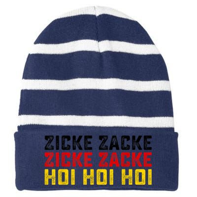 German Oktoberfest Zicke Zacke Zicke Zacke Hoi Hoi Hoi Striped Beanie with Solid Band