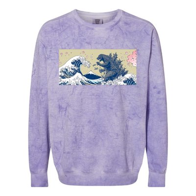 Monster VS the Great Wave Of Kanagaw Colorblast Crewneck Sweatshirt