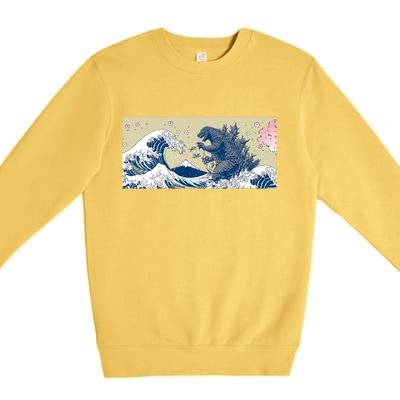 Monster VS the Great Wave Of Kanagaw Premium Crewneck Sweatshirt