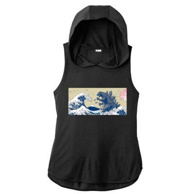 Monster VS the Great Wave Of Kanagaw Ladies PosiCharge Tri-Blend Wicking Draft Hoodie Tank