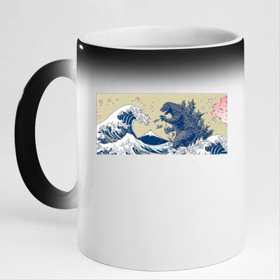 Monster VS the Great Wave Of Kanagaw 11oz Black Color Changing Mug