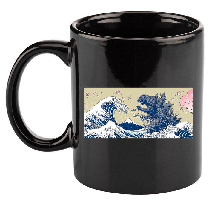 Monster VS the Great Wave Of Kanagaw 11oz C Handle Ceramic Mug