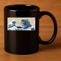 Monster VS the Great Wave Of Kanagaw 11oz C Handle Ceramic Mug