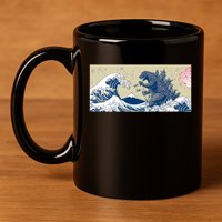 Monster VS the Great Wave Of Kanagaw 11oz C Handle Ceramic Mug