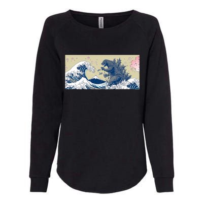 Monster VS the Great Wave Of Kanagaw Womens California Wash Sweatshirt