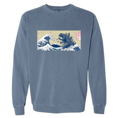 Monster VS the Great Wave Of Kanagaw Garment-Dyed Sweatshirt