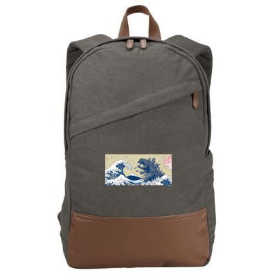 Monster VS the Great Wave Of Kanagaw Cotton Canvas Backpack