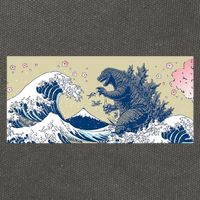 Monster VS the Great Wave Of Kanagaw Cotton Canvas Backpack