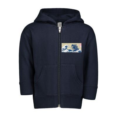 Monster VS the Great Wave Of Kanagaw Toddler Zip Fleece Hoodie