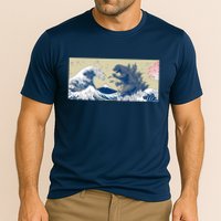 Monster VS the Great Wave Of Kanagaw Cooling Performance Crew T-Shirt