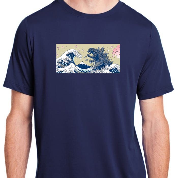 Monster VS the Great Wave Of Kanagaw Adult ChromaSoft Performance T-Shirt