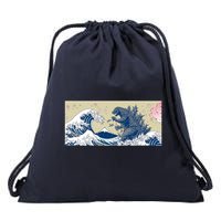 Monster VS the Great Wave Of Kanagaw Drawstring Bag
