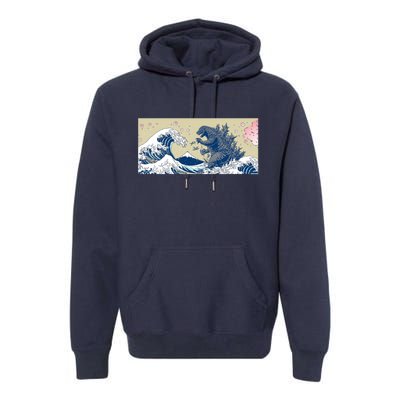 Monster VS the Great Wave Of Kanagaw Premium Hoodie