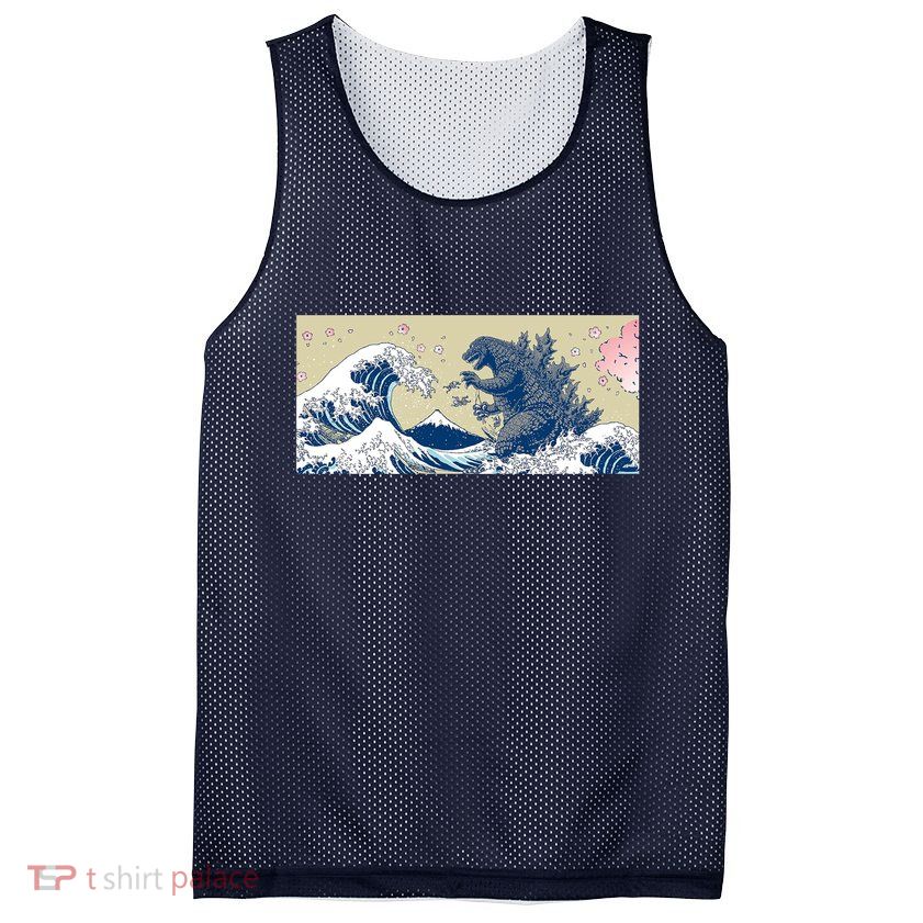 Monster VS the Great Wave Of Kanagaw Mesh Reversible Basketball Jersey Tank