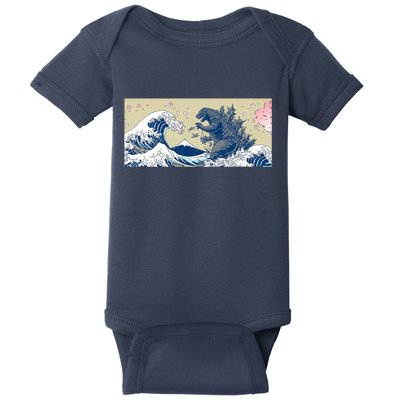 Monster VS the Great Wave Of Kanagaw Baby Bodysuit