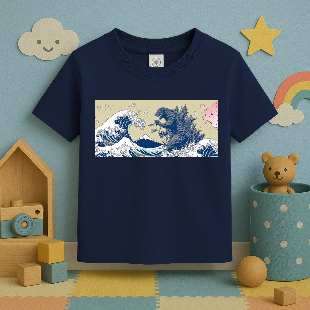 Monster VS the Great Wave Of Kanagaw Toddler T-Shirt