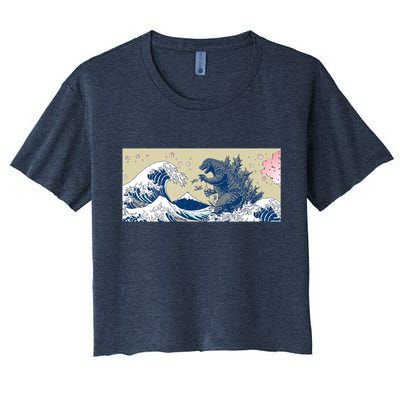 Monster VS the Great Wave Of Kanagaw Crop Top