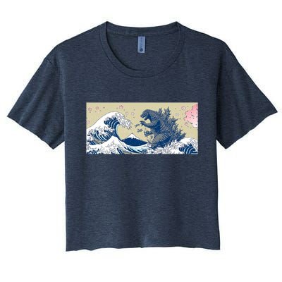 Monster VS the Great Wave Of Kanagaw Women's Crop Top Tee