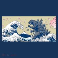 Monster VS the Great Wave Of Kanagaw Ladies Long Sleeve Shirt