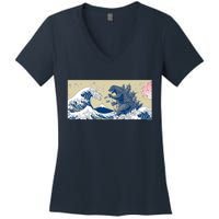 Monster VS the Great Wave Of Kanagaw Women's V-Neck T-Shirt