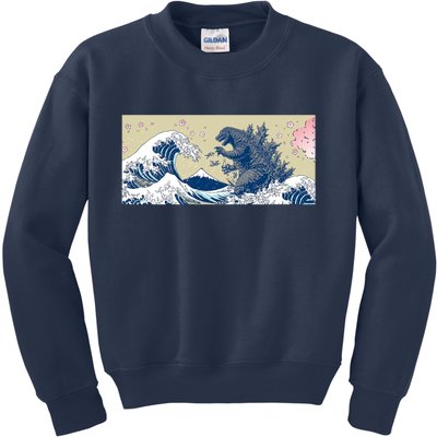 Monster VS the Great Wave Of Kanagaw Kids Sweatshirt