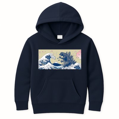 Monster VS the Great Wave Of Kanagaw Kids Hoodie
