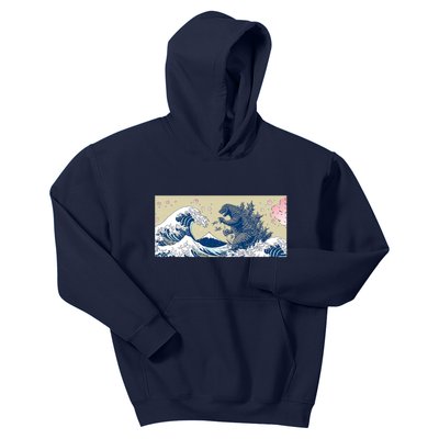 Monster VS the Great Wave Of Kanagaw Kids Hoodie