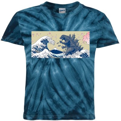 Monster VS the Great Wave Of Kanagaw Kids Tie-Dye T-Shirt