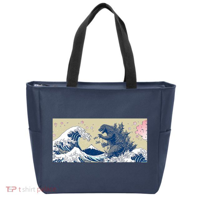 Monster VS the Great Wave Of Kanagaw Zip Tote Bag