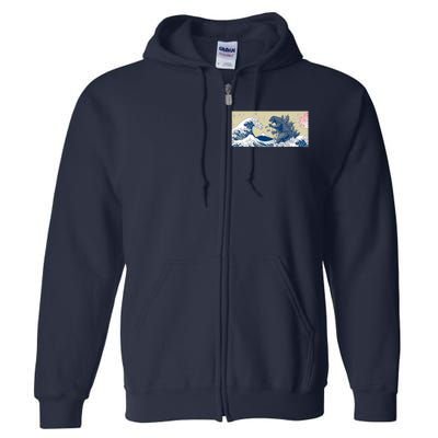 Monster VS the Great Wave Of Kanagaw Full Zip Hoodie