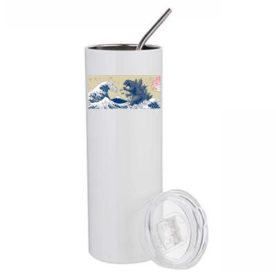 Monster VS the Great Wave Of Kanagaw Stainless Steel Tumbler