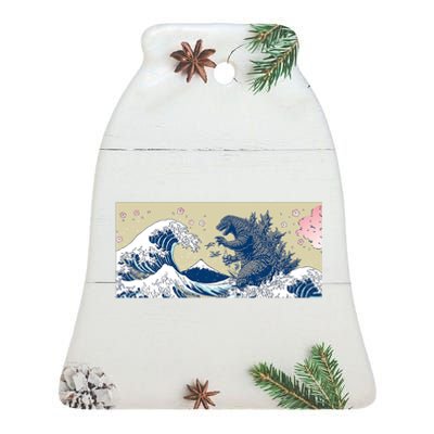 Monster VS the Great Wave Of Kanagaw Ceramic Bell Ornament