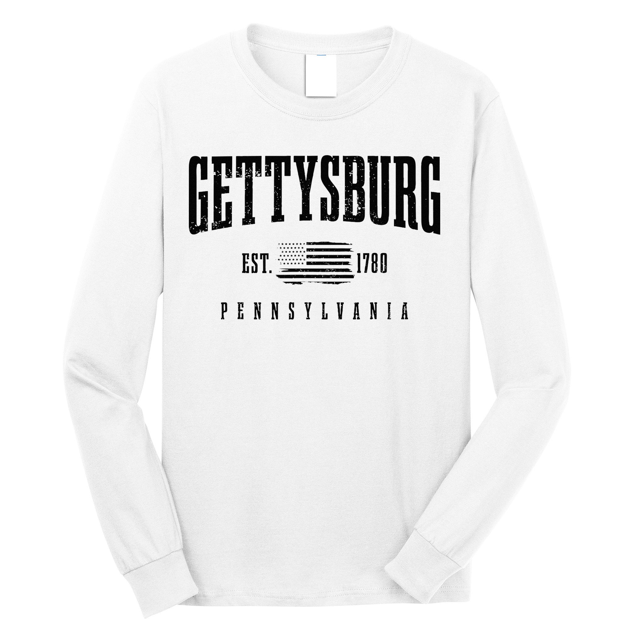 Gettysburg Pennsylvania 1780 Vintage American Flag Patriotic Long Sleeve Shirt